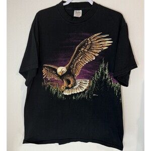 Rare Vintage 90s Hazelwood Eagle Mens XL Black Shirt Short Sleeve Single Stitch